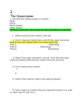 Preview of The Oceanmaker: Plot Practice