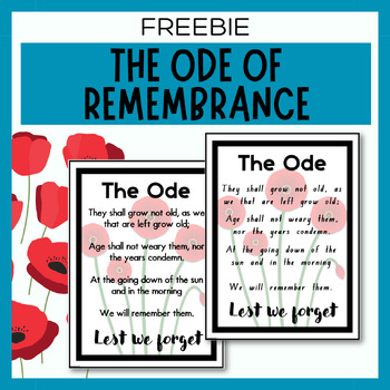 Preview of The Ode of Remembrance Anzac Day & Remembrance Day Poster Freebie