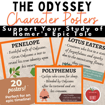 Preview of The Odyssey 20 Character Posters - Great for Epic Timelines!