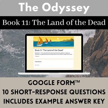 Preview of The Odyssey "Book 11: The Land of the Dead" Reading Questions Google Form™ w Key