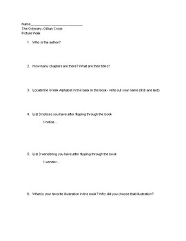 Preview of The Odyssey Comprehension Questions- Gillian Cross