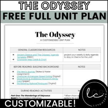 Preview of The Odyssey Full Unit Plan (Free)