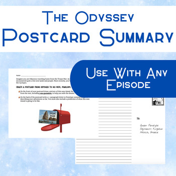 Preview of The Odyssey Postcard from Odysseus - Summary & Prediction Activity