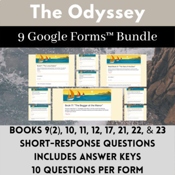 Preview of The Odyssey Reading & Analysis Assessment Questions Google Forms™ Bundle w KEYS