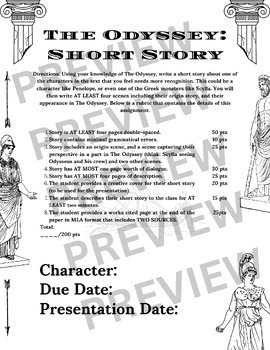 The Odyssey Short Story Assignment by Mrs Humphreys ELA Hub | TPT