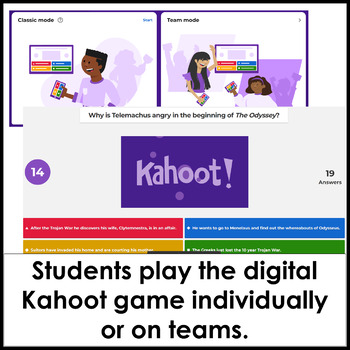 The Odyssey Pre-Reading and Test Review Task Cards and Kahoot Game