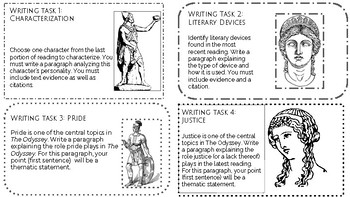 Preview of The Odyssey Writing Task Cards