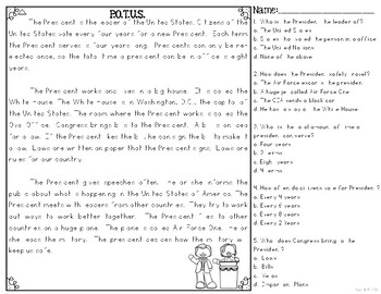 The Office of the President Differentiated Reading Passages & Questions