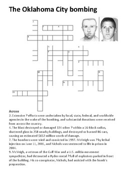 The Oklahoma City bombing Crossword by Steven #39 s Social Studies TpT