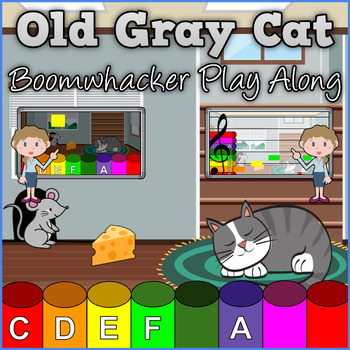 Preview of The Old Gray Cat is Sleeping - Boomwhacker Play Along Videos & Sheet Music