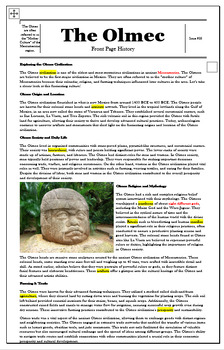 Preview of The Olmec Civilization: Comprehension & Analysis worksheets (2 Bonus articles!)