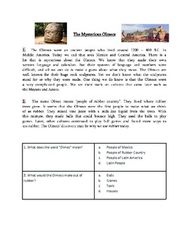 Preview of The Olmecs Worksheet
