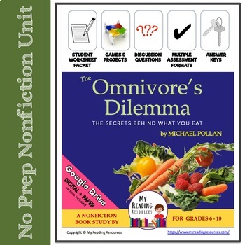 Preview of The Omnivore's Dilemma Nonfiction Book Study (Print + DIGITAL)