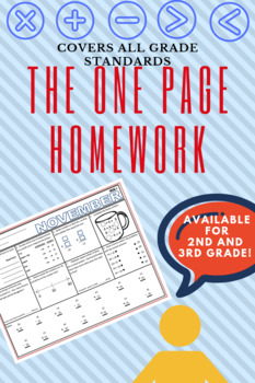 Preview of Distance/Remote learning:THE ONE PAGE WEEKLY HOMEWORK 2ND GRADE