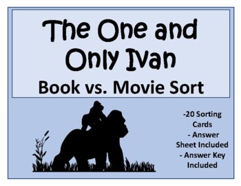 Preview of The One and Only Ivan Book vs. Movie Task Card Sort - Digital Copy Included