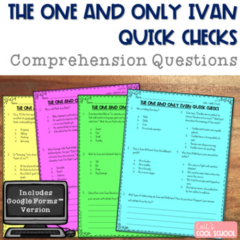 Preview of The One and Only Ivan Comprehension Questions Reading Response Print Digital