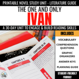 The One and Only Ivan Novel Study Unit Comprehension Questions & Vocabulary