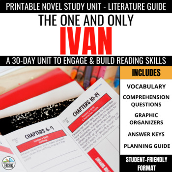 Preview of The One and Only Ivan Novel Study Unit Comprehension Questions & Vocabulary