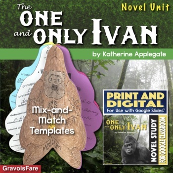 Preview of The One and Only Ivan Novel Study Unit - Printable and Digital for Google Slides