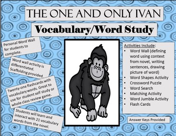 Preview of The One and Only Ivan-Vocabulary/Word Study