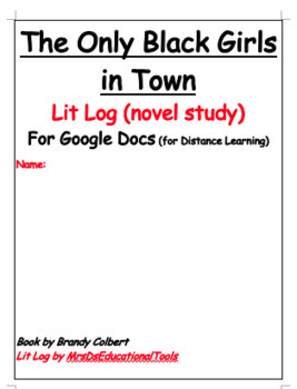 Preview of The Only Black Girls in Town Novel Study For Google Docs (for Distance Learning)