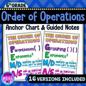 Preview of Order of Operations Anchor Chart Poster and Interactive Guided Notes