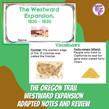 Preview of The Oregon Trail Westward Expansion Adapted Notes and Review