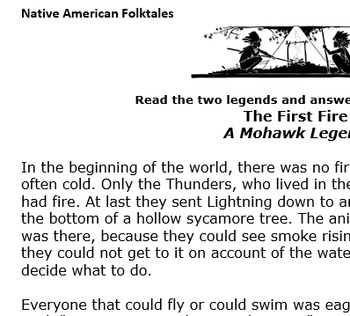 Preview of The Origin of Fire; Two Native American folktales class handouts
