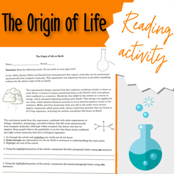 write an essay about origin of life