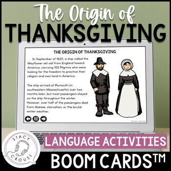 Preview of Thanksgiving Speech Therapy Language Activities for Older Students Boom Cards™
