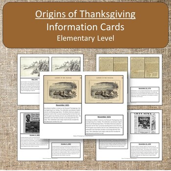 Preview of The Origin of Thanksigving Elementary level Montessori 4 part cards homeschool