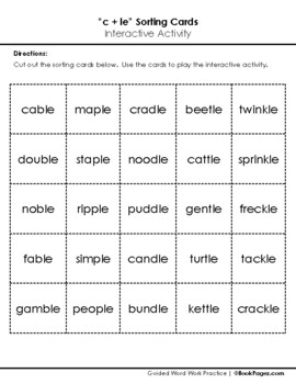 The Other Side Word Work (Final syllable -le and consonant +le) by ...