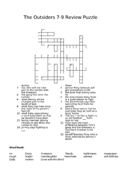 The Outsider Ch. 7-9 Crossword - WordMint