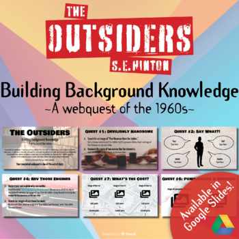 Preview of The Outsiders - Building Background Knowledge - A Webquest of the 1960s