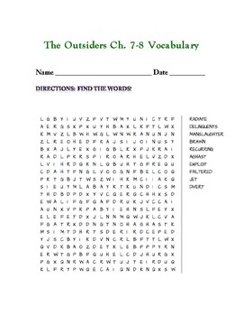 The Outsiders Chapter 7 Vocabulary Crossword - WordMint