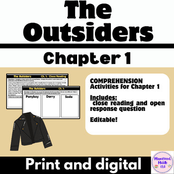 Preview of The Outsiders-  Chapter 1 comprehension & close reading activities