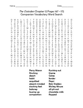 Preview of The Outsiders Chapter 12 Pages 167 - 172 Companion Vocabulary Word Search