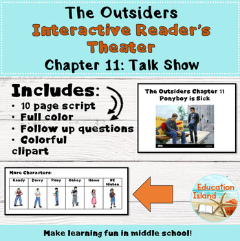 Preview of "The Outsiders" Chapter 11 - Interactive lesson Reader's Theater- exit activity