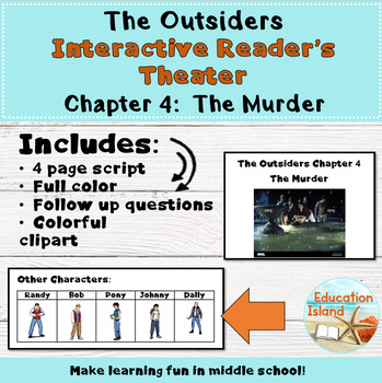 Preview of "The Outsiders" Chapter 4 - interactive lesson reader's theater w exit activity