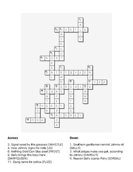 The Outsiders Chapter 5 Crossword Puzzle By Duler S Workshop Tpt