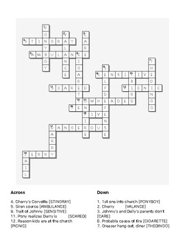 The Outsiders Chapter 6 Crossword Puzzle by Duler s Workshop TpT