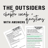 The Outsiders Chapter Vocab + Comprehension Questions