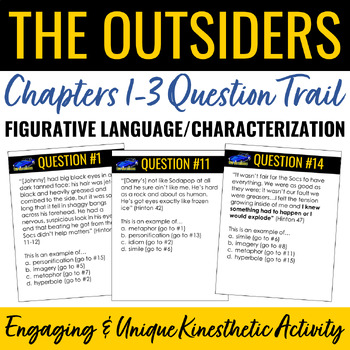 Preview of The Outsiders: Chapters 1-3 Figurative Language/Characterization Question Trail