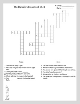 The Outsiders Crossword: Ch 8 by Procrastinator Educator TPT