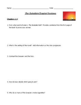 Preview of The Outsiders: Daily Warm-ups, Worksheets, or Assessments & Detailed Answer Key