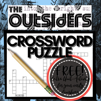 Preview of The Outsiders FREE Novel Study Activity! Fun Crossword Puzzle Review