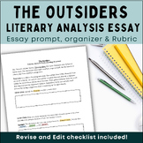 The Outsiders Literary Analysis Essay, Organizer, Checklis