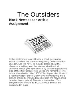 newspaper article assignment pdf