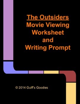 Preview of The Outsiders Movie Worksheet and Writing Prompt