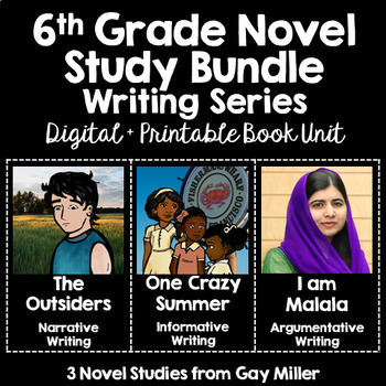 Preview of The Outsiders, One Crazy Summer, & I am Malala Digital + Printable Novel Studies